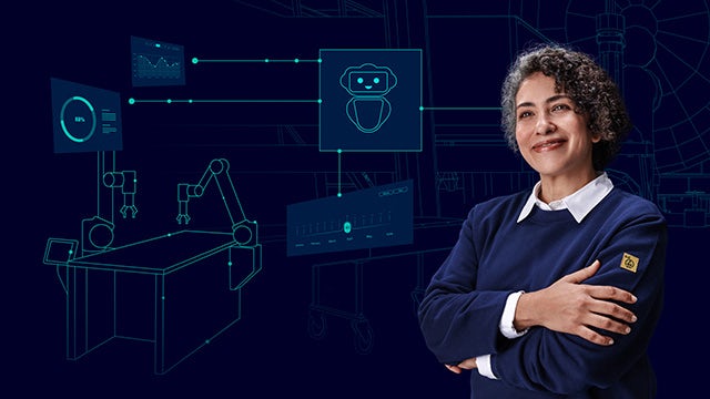 A female engineer uses industrial AI, Siemens’ robust, democratized and purpose-driven AI solution for the industry.