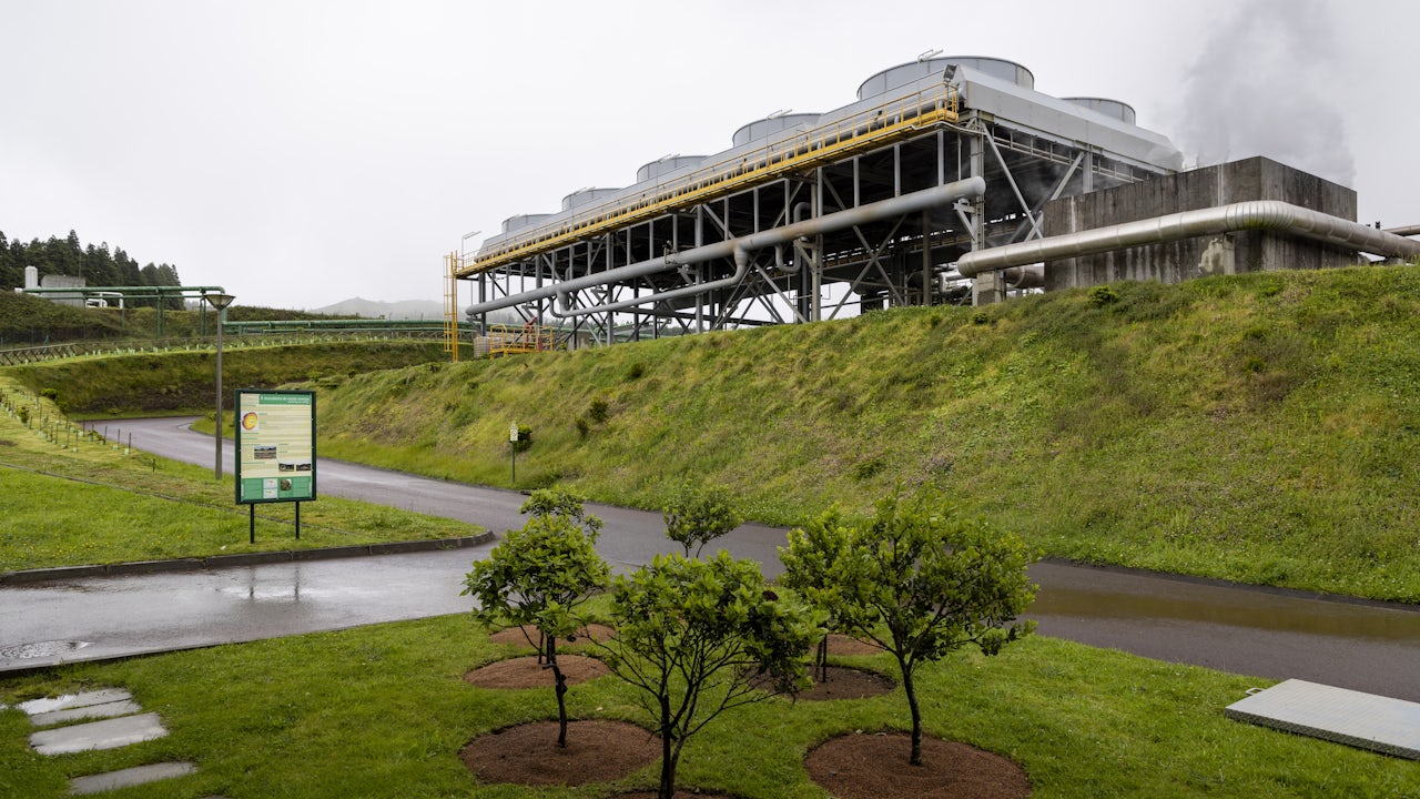 External view of Terceira power plant on a hill
