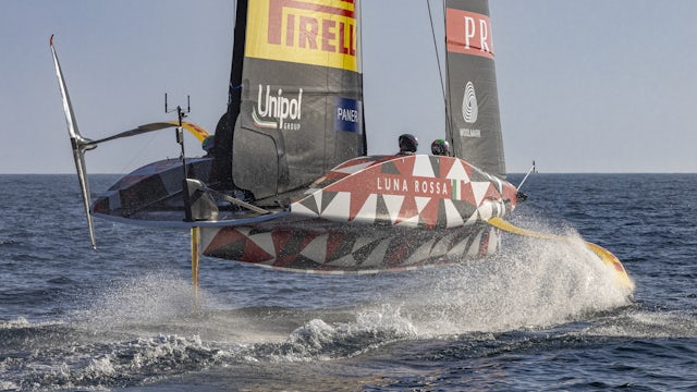 Image of AC75 America’s Cup yacht.