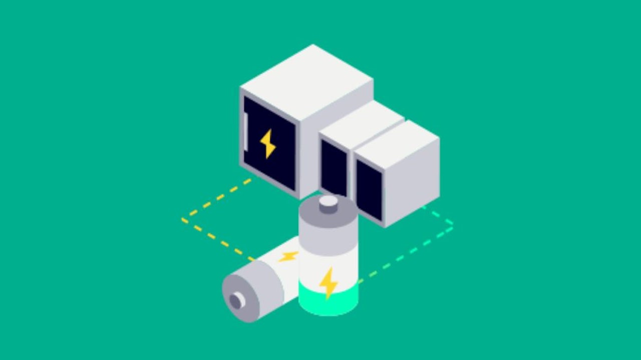 Illustration of battery and energy storage.