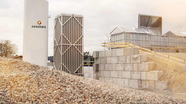 Neustark CO2 tank and carbonization factory with demolished concrete.