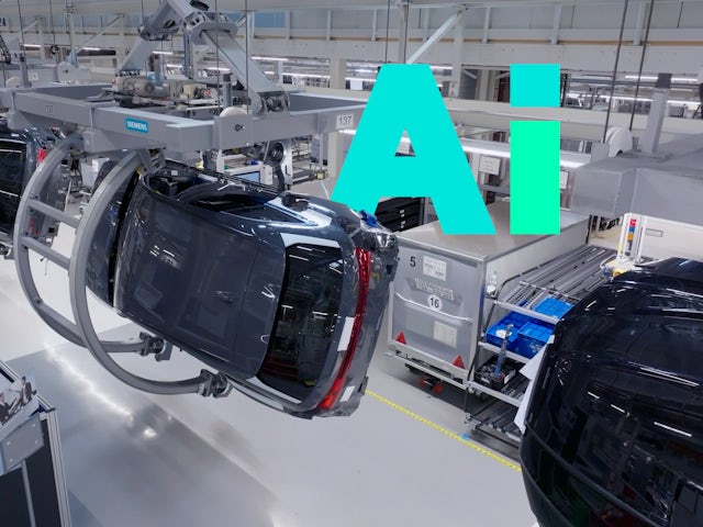 Audi cars on an assembly line.