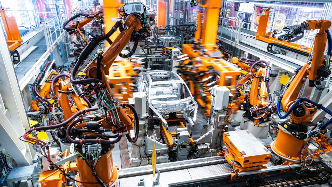 An automotive shop floor showing the potential of IT and OT working together.