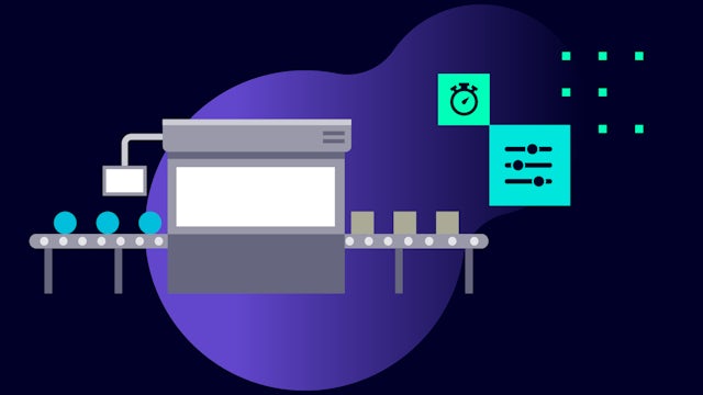 Factory production machine with automation illustration