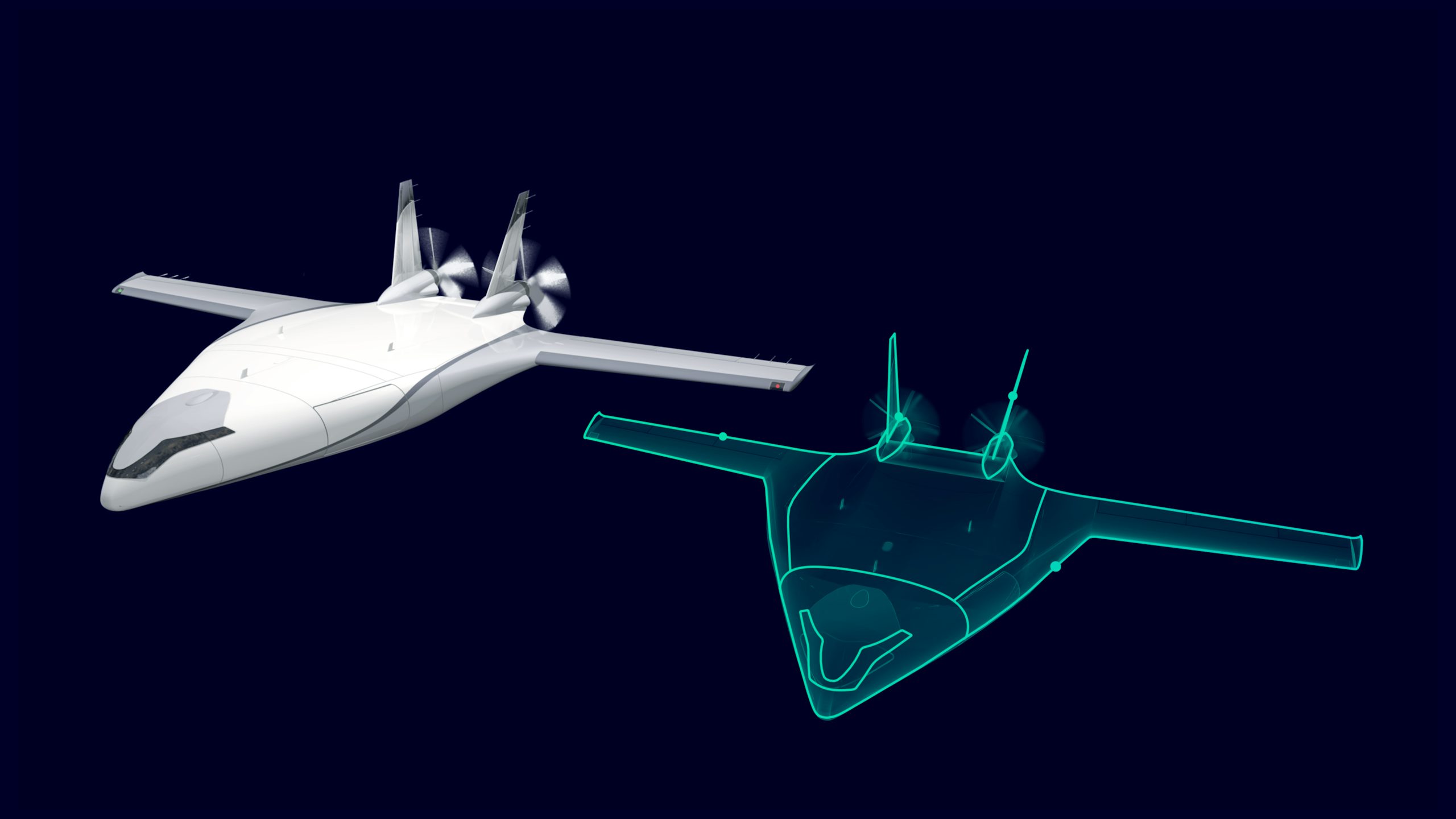 Siemens Aerospace Digital Twin Natilus DI 2024 Side-by-side Deep blue image. 
