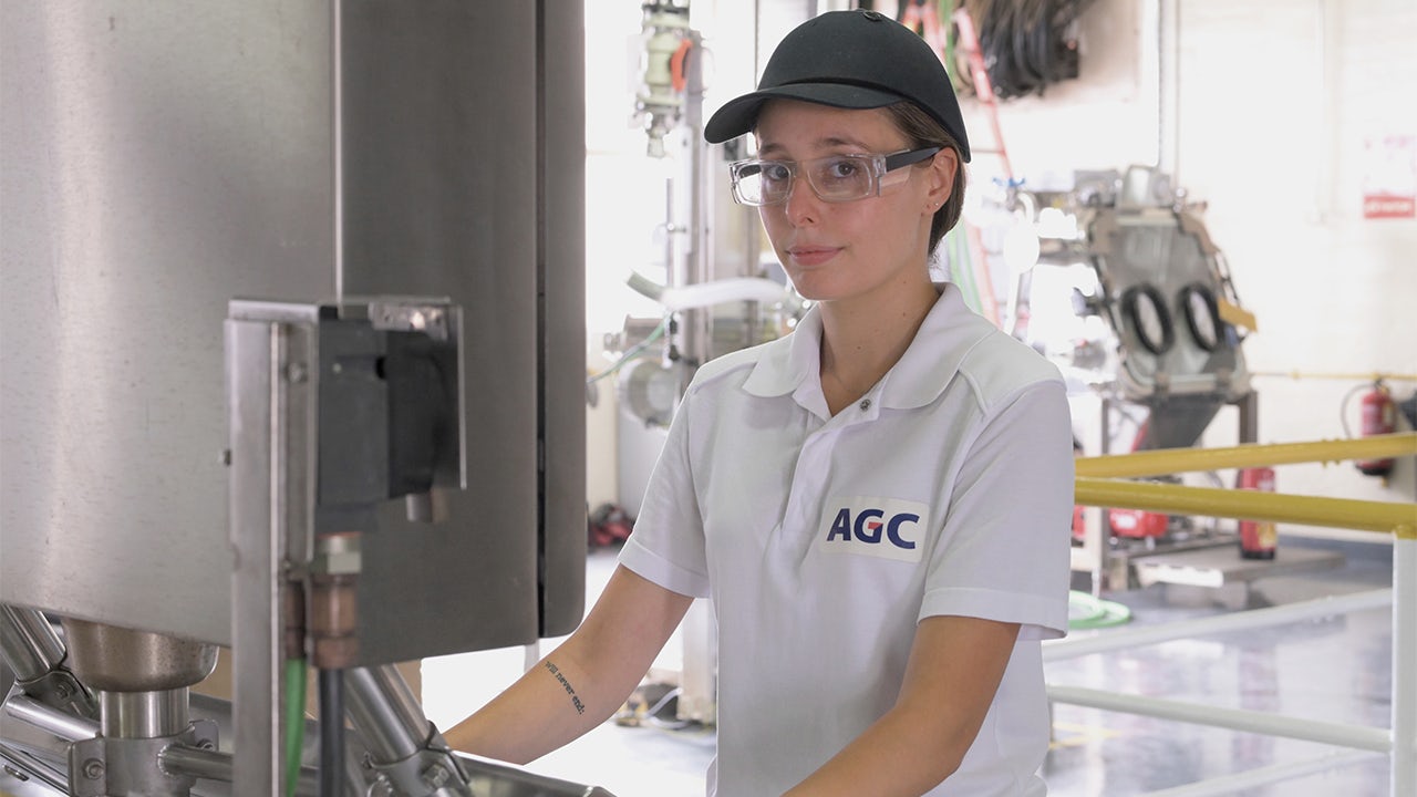 A worker at a workstation