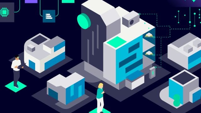 Icons showing multiple connected buildings