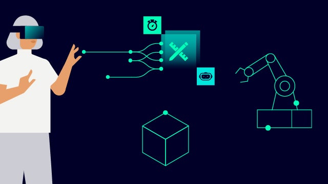 The illustration shows how Industrial AI can help designers speed up and improve the design process