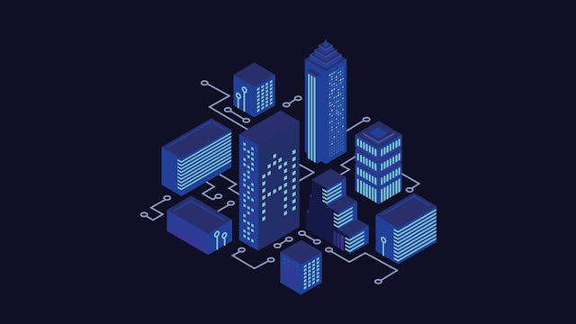 A cover of a market report titled "Building Meets Artificial Intelligence" with a modern building and AI-related graphics.