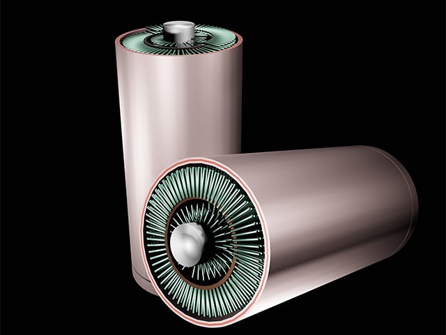 Digital image of a battery that uses nano wires.