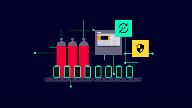 Illustration showing 24-hour battery monitoring for fire safety protection