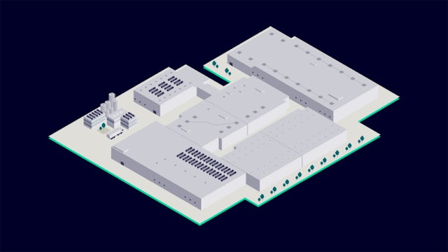 Battery manufacturing gigafactory, featuring advanced factory facilities, symbolizing large-scale battery manufacturing.