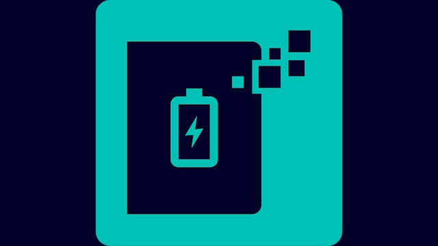 Dark blue and green battery icon.