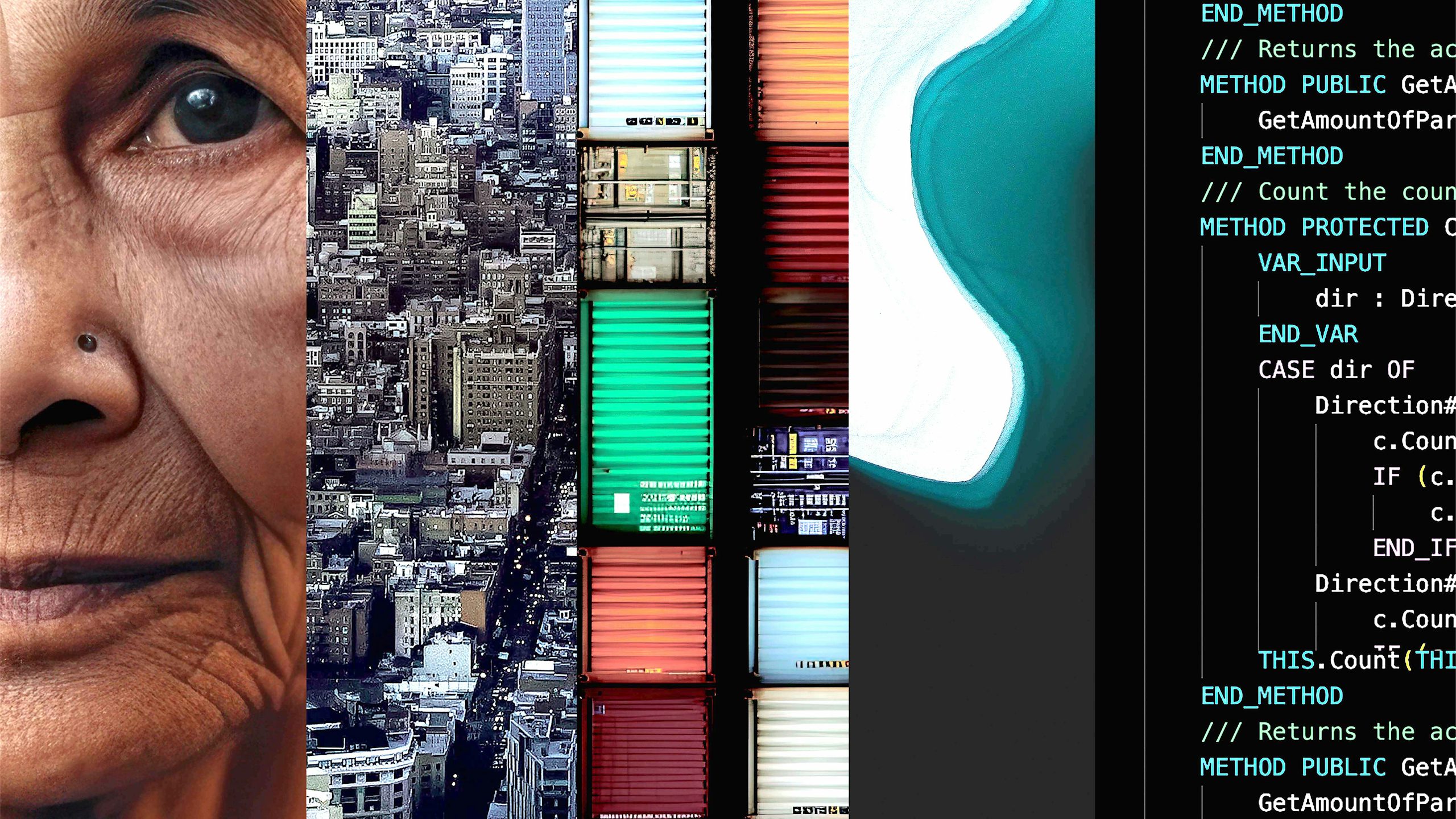 A hand holding a magnifying glass over a document with the word "Megatrends" visible.