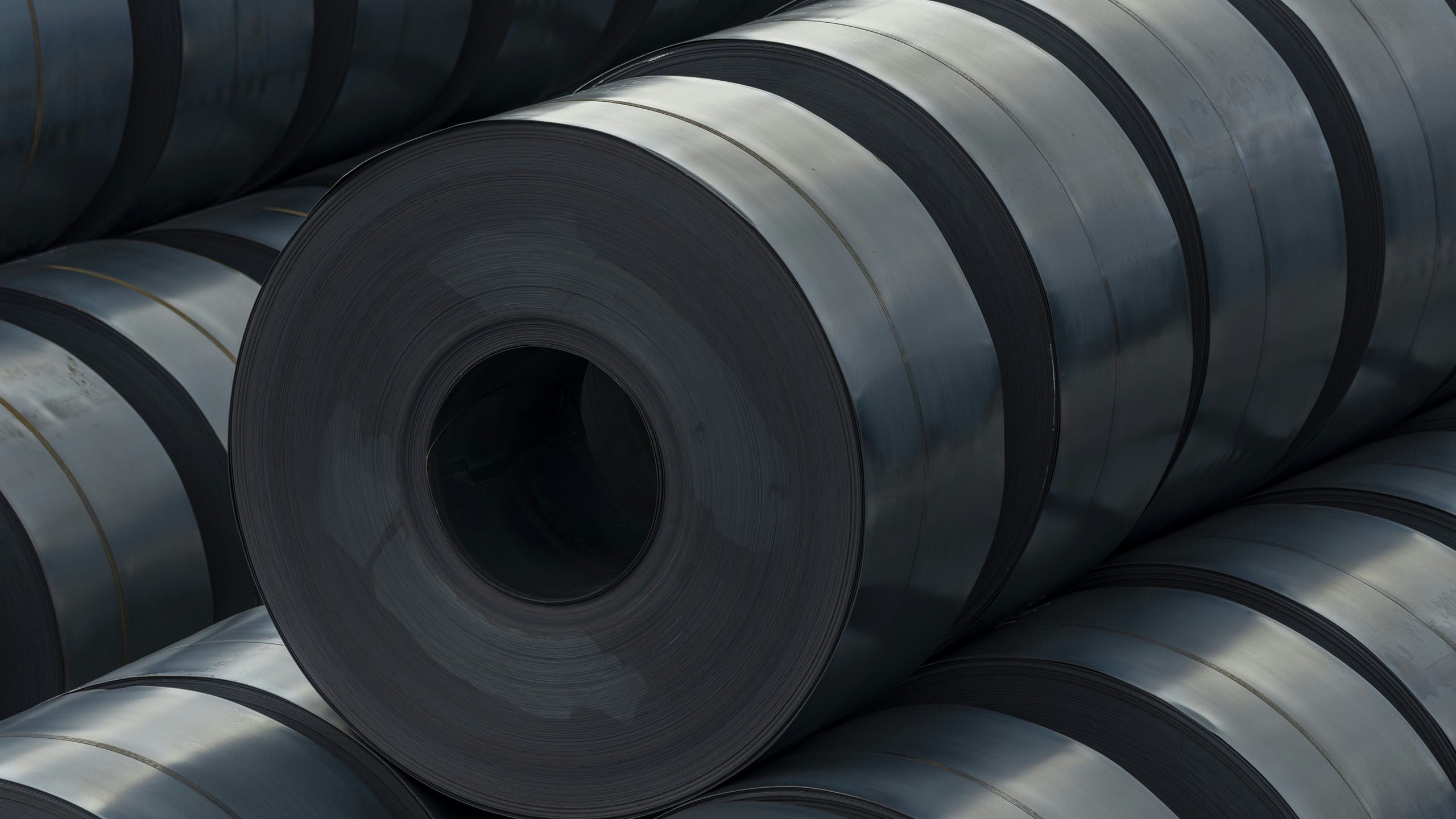 Rolls of sheet steel.