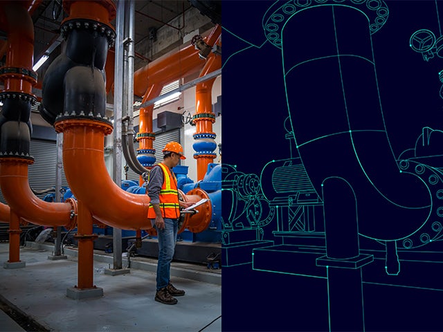 Construction worker working with a large machine. 