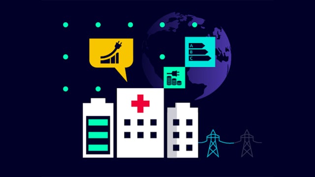 A person is standing in front of a building with a large window, holding a piece of paper with a graph on it.