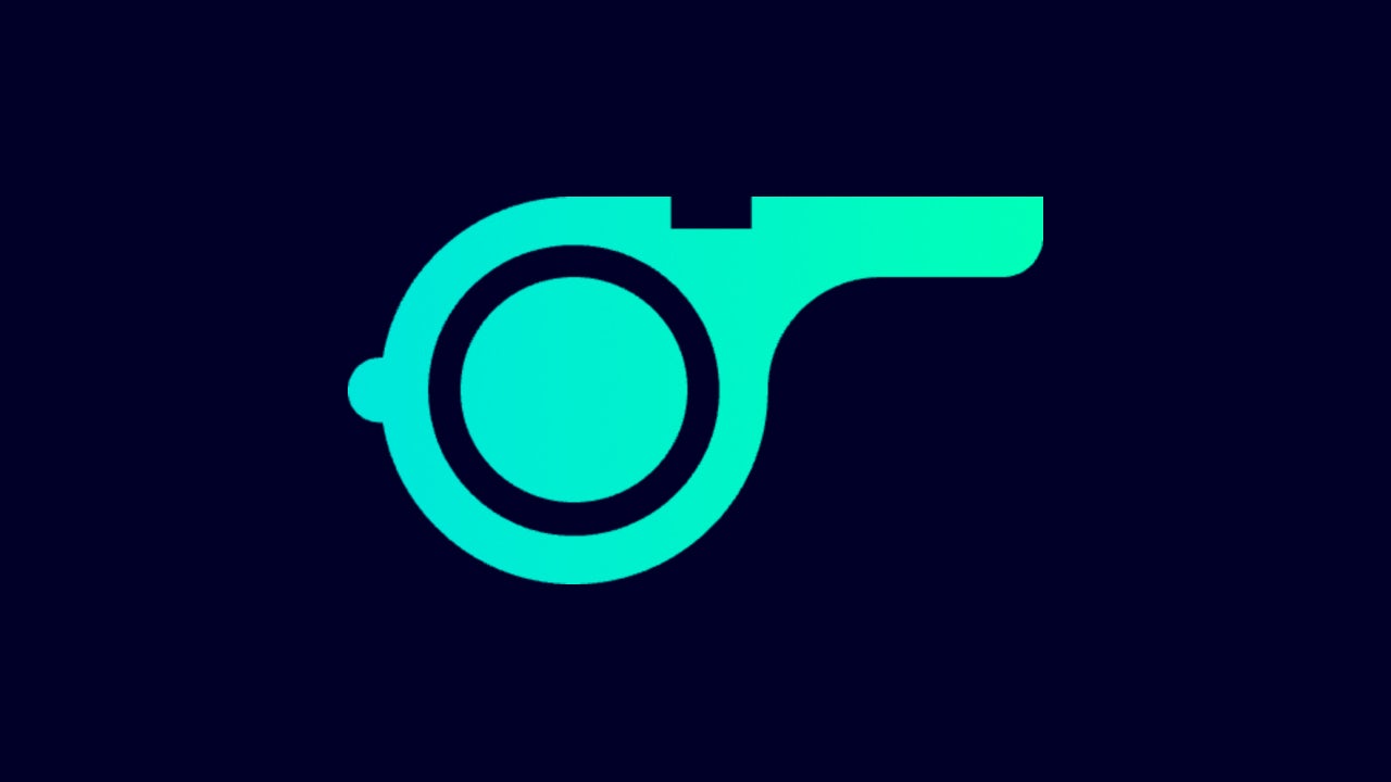 A graphic icon of a whistle with a compliance theme.