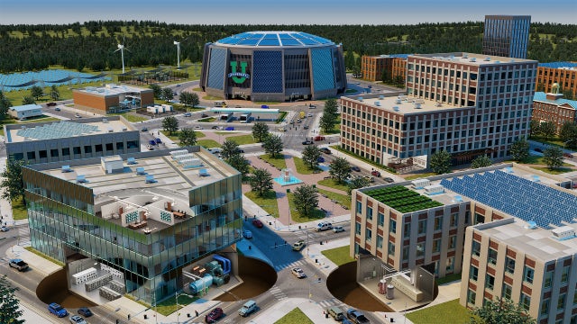 3D render of a campus facility.
