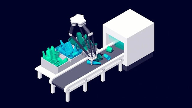 A person is using a tool to pick up items from a shelf.