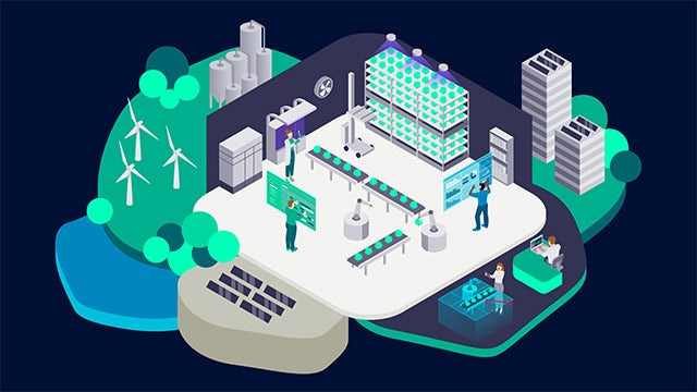 Illustration of energy-efficient factory.