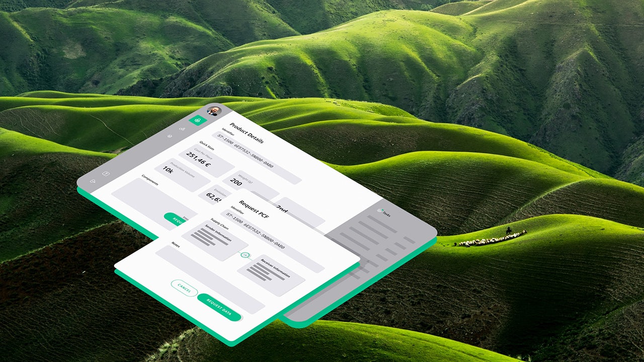 Rolling green hills with a screenshot of SiGREEN program.