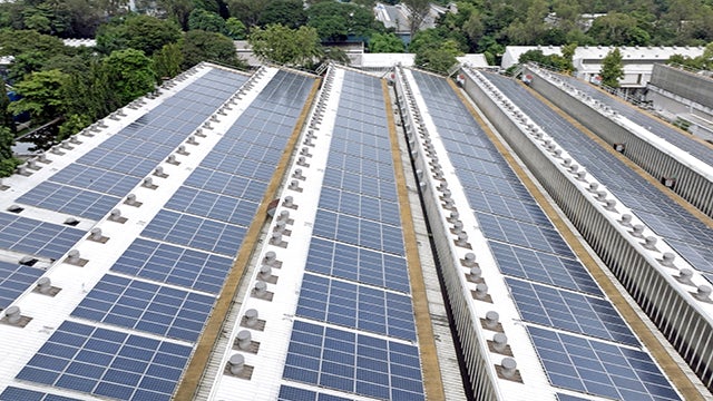 A group of solar panels.