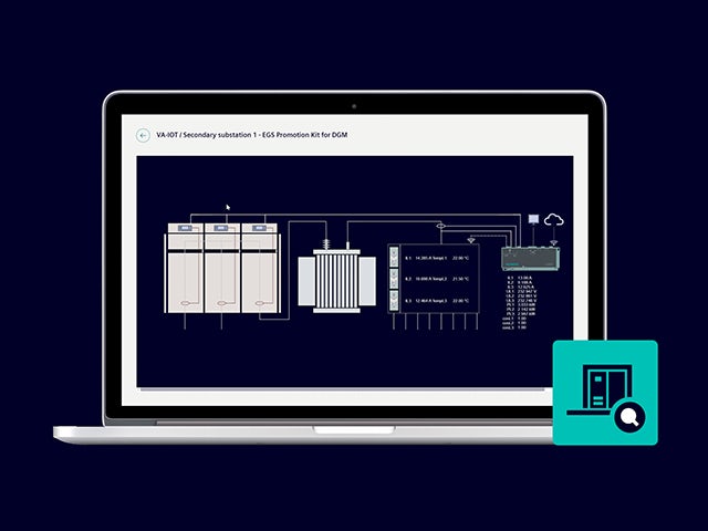 Laptop displaying Electrification x distribution grid monitoring visual.