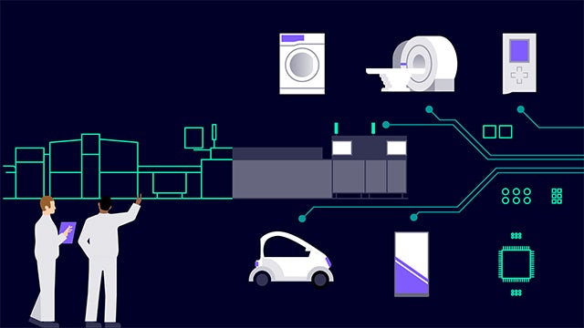 Two professionals analyzing various aspects of the electronics industry