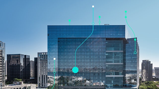 A diagram showing energy and condition monitoring in smart buildings.