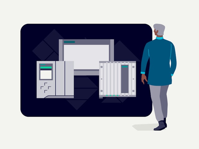 Icon of man next to devices.