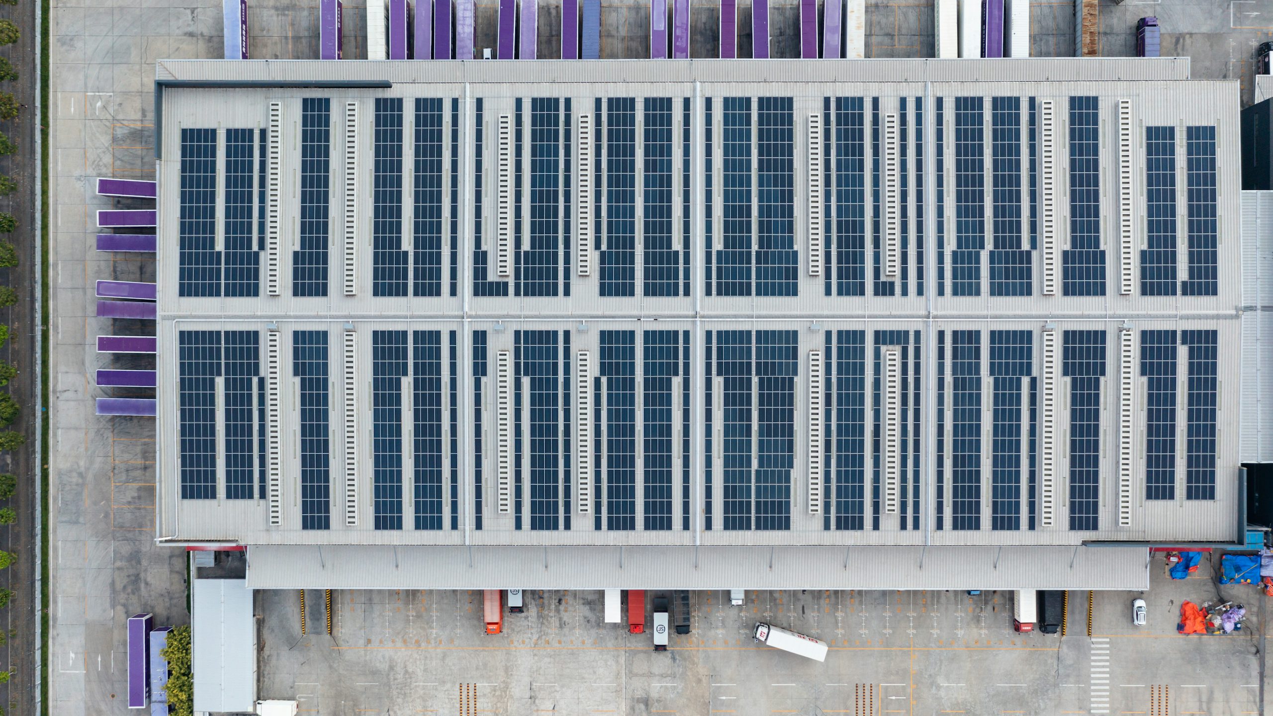 Factory with photovoltaic.