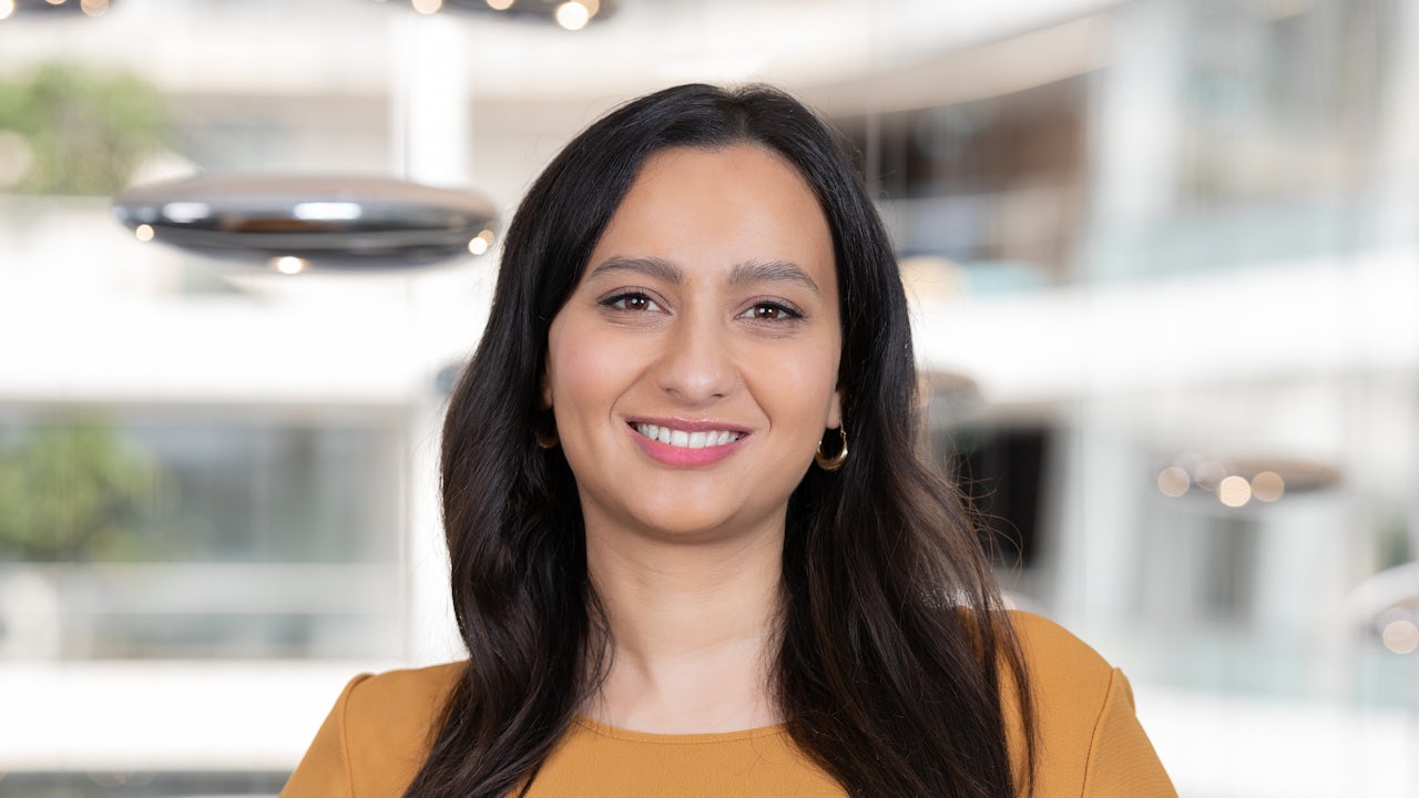 Portrait of a woman in an office building