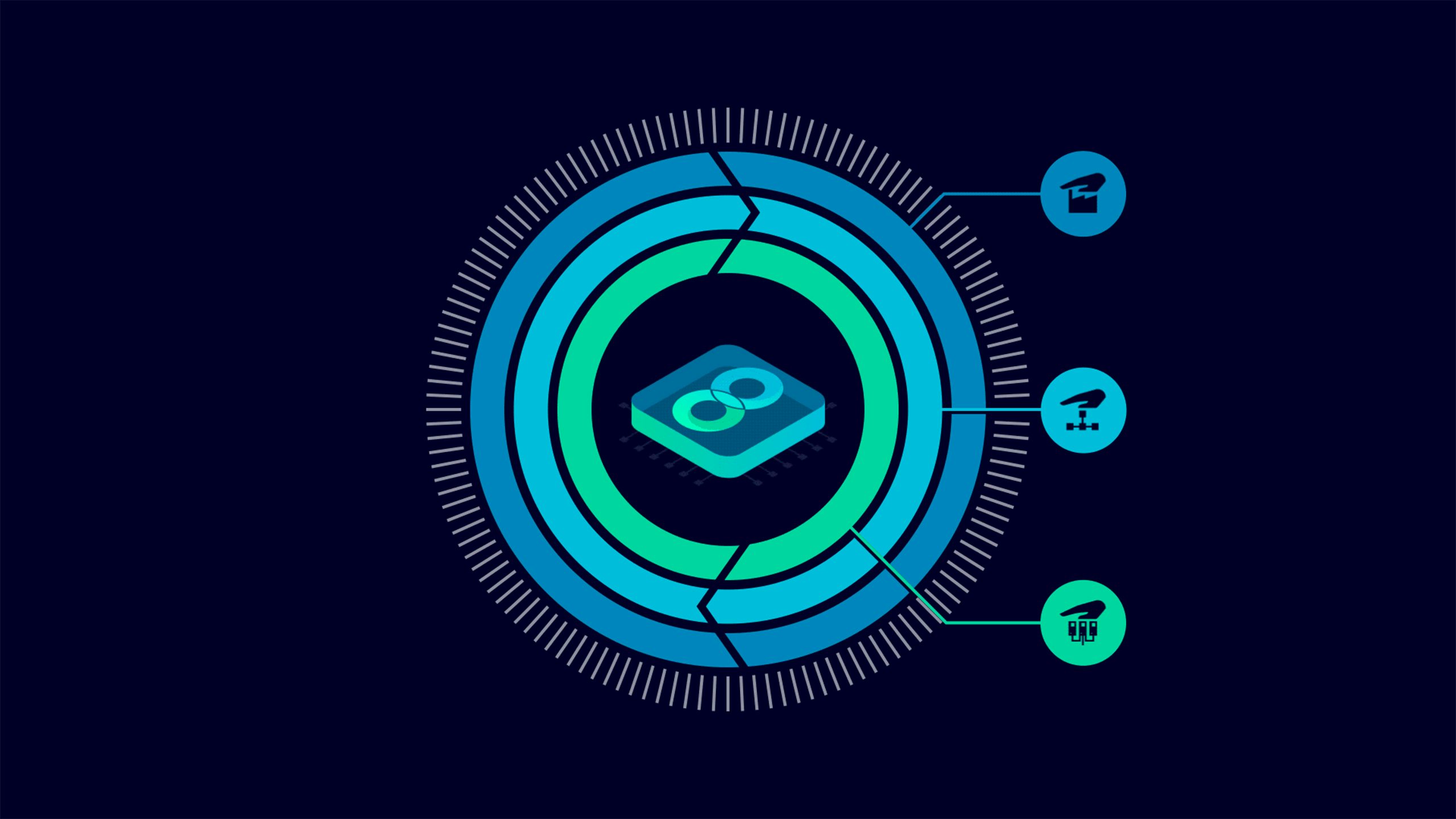Animation of industrial cybersecurity blocking threats to plant operations, network security and system integrity.