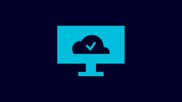 Desktop monitor with cloud and checkmark, representing secure cloud-connected operations.