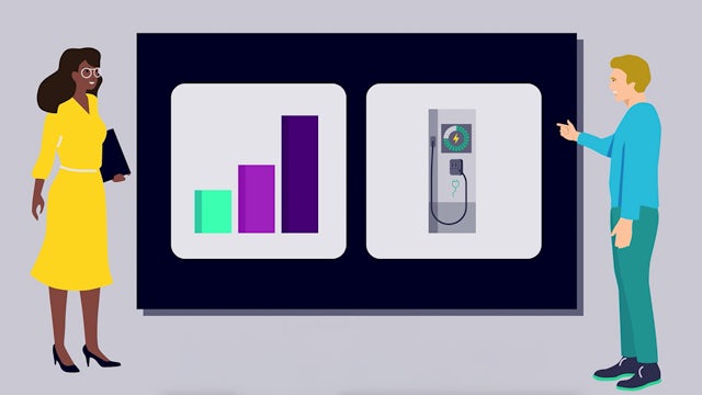 A financial services solution advertisement featuring a person in a suit and tie with a tablet.