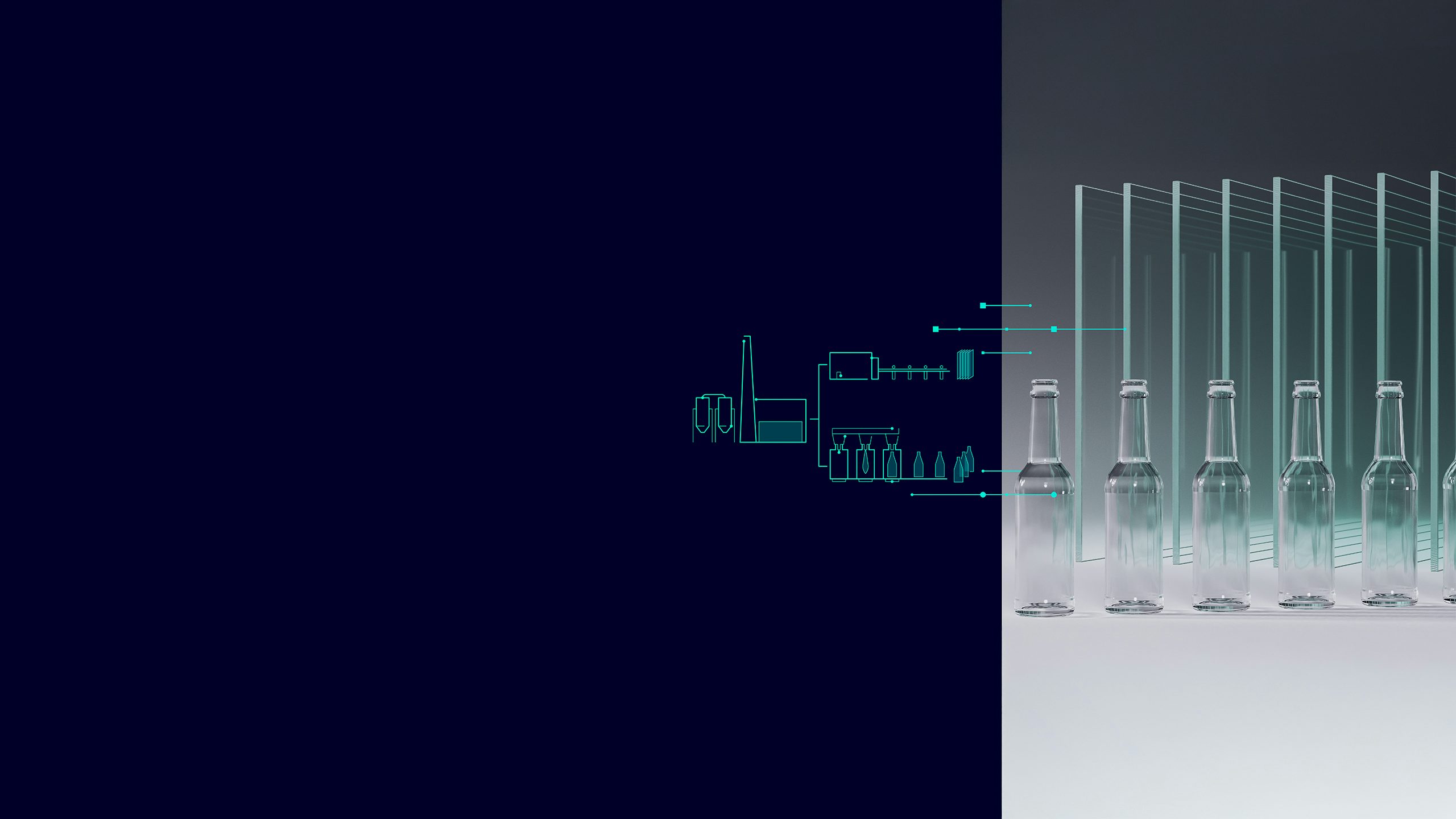 Schematic depicting glass bottle production.