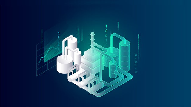 A diagram showing a complex process being modeled with a software solution.