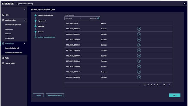 A Siemens advertisement featuring a grid scale with a scheduled job displayed on a screen. 