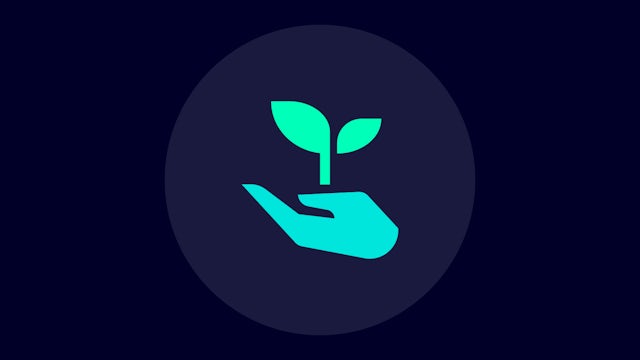 Icon with a hand growing a plant