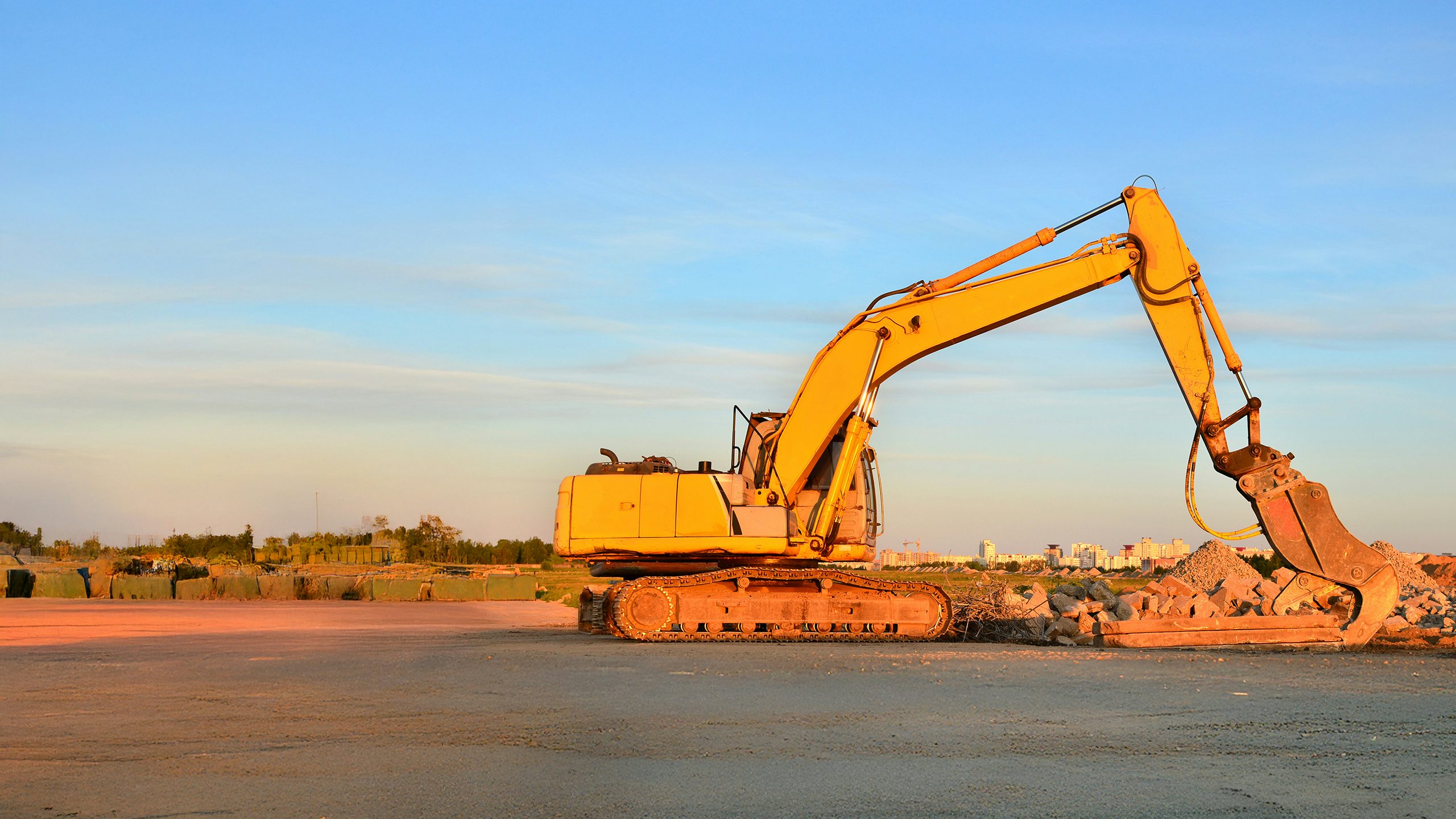 Heavy equipment industry excavator in a construction site.
