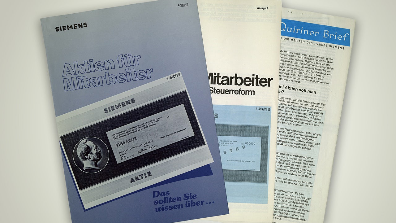 Advertisement for employee shares, 1970s.</br>