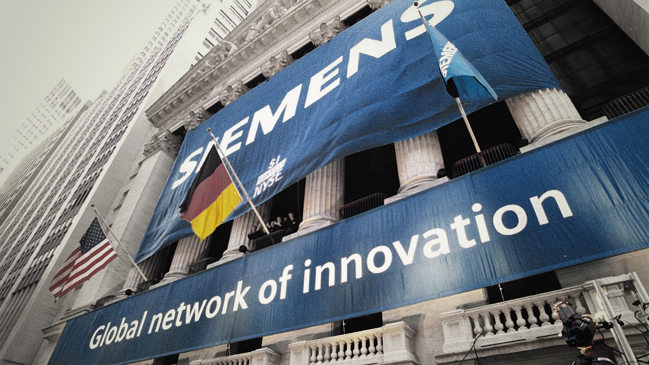 Siemens stock listed on the New York Stock Exchange, 2001.</br>