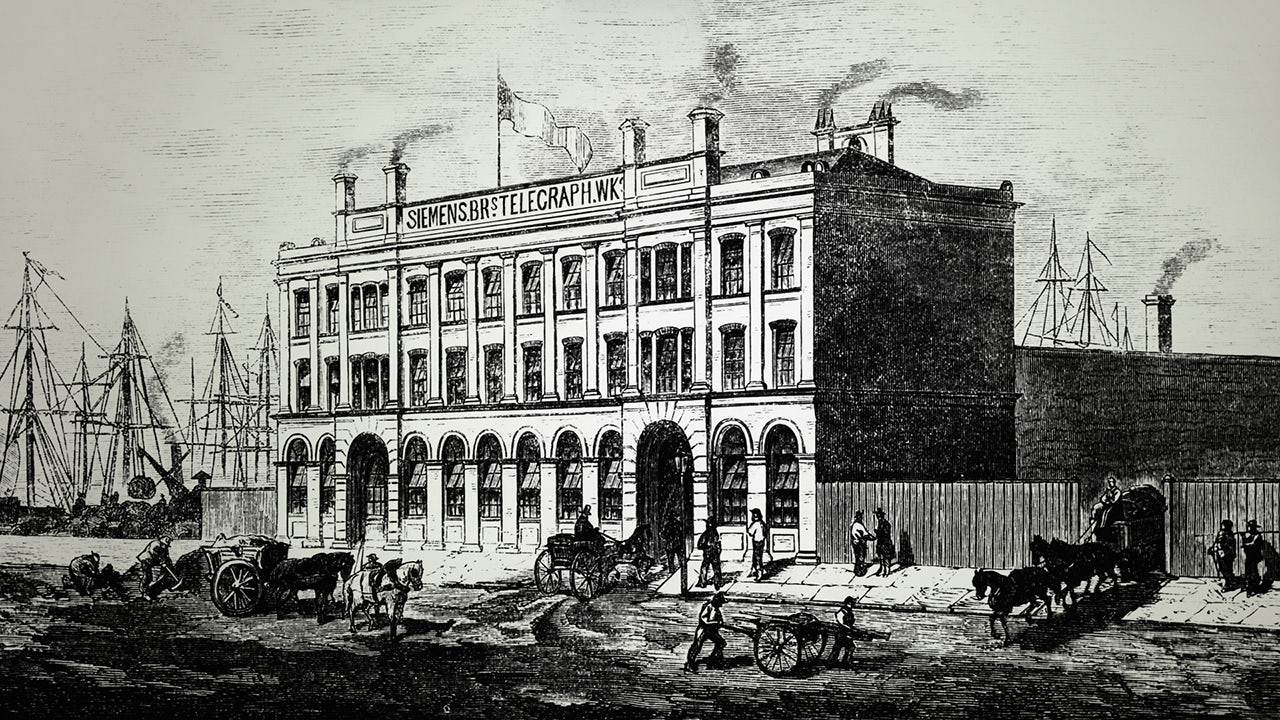 Cable factory in Woolwich near London, 1870.