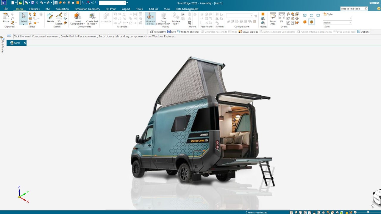 Hymer engineers in all European locations use Solid Edge for CAD. Copyright: Hymer GmbH & Co. KG.