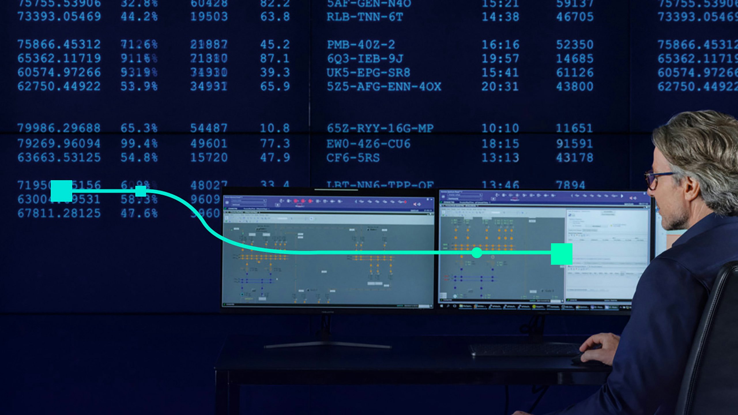 Robot arm with glowing circuit patterns against a dark background with blue light effects