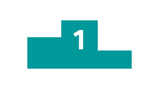 Teal podium icon with a raised center platform labeled with the number 1.