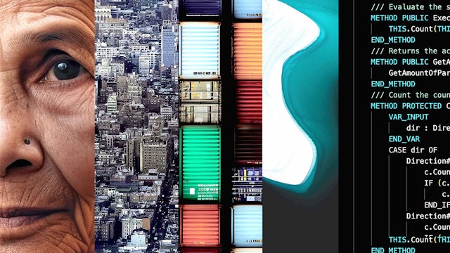 A busy cargo city with numerous containers and trucks, indicating an active logistics hub.