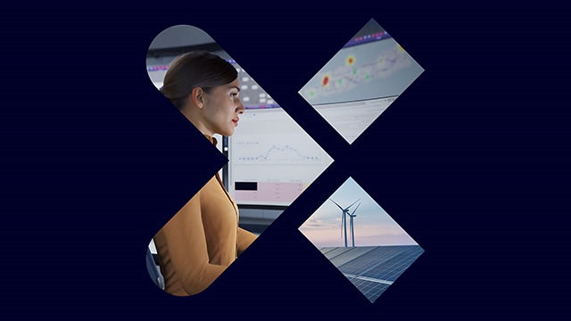 Digital grid icon with data patterns and coding, symbolizing advanced grid software and energy transition capabilities.  