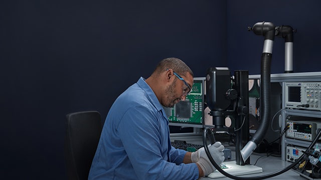 Futuristic innovation concept with sleek design and blurred technological background highlighting modern progress.